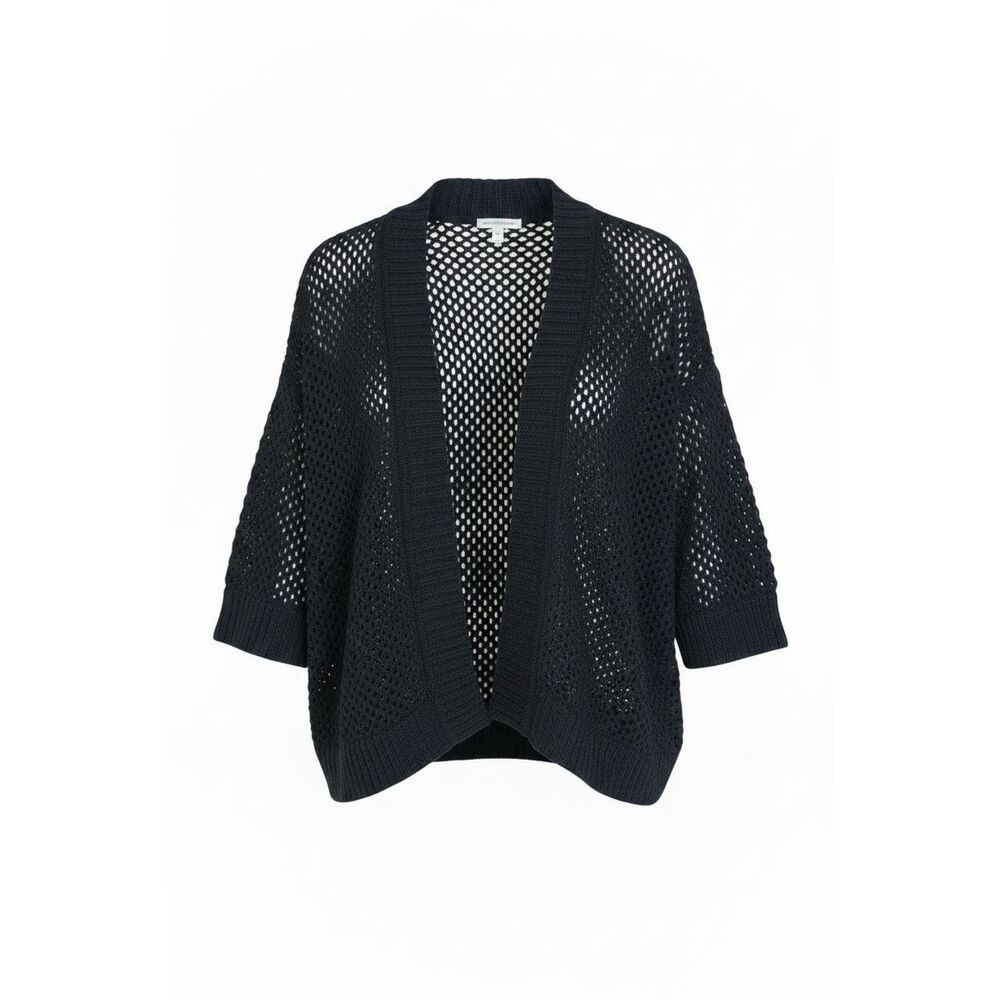 Croft & Barrow NWOT Open Front‎ Crochet Open Knit Cardigan Black Large